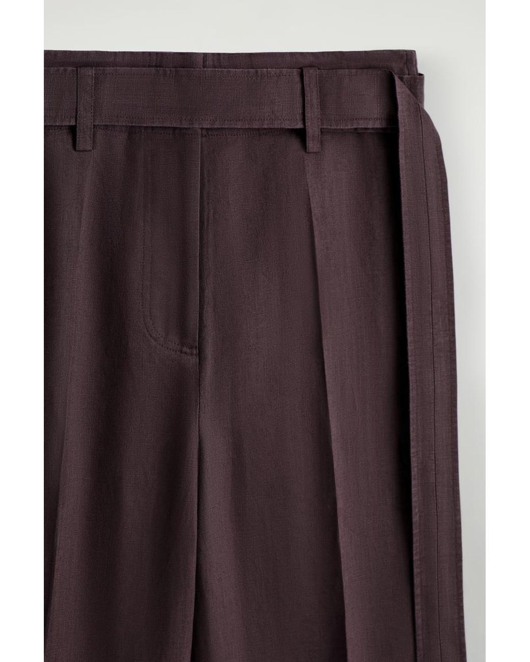COS Red Belted Linen Barrel-Leg Pants