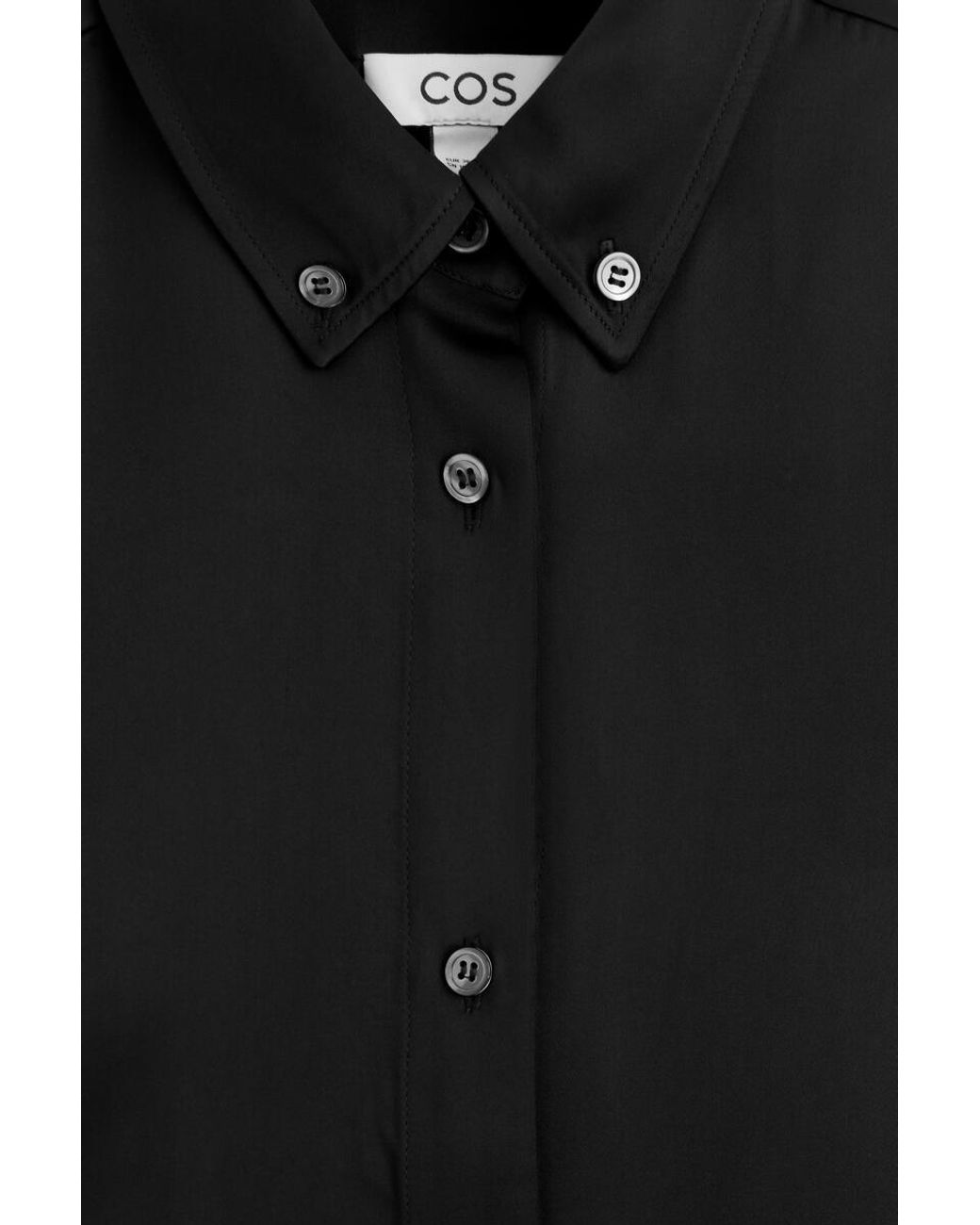 COS Black Button-Down Collar Satin Shirt