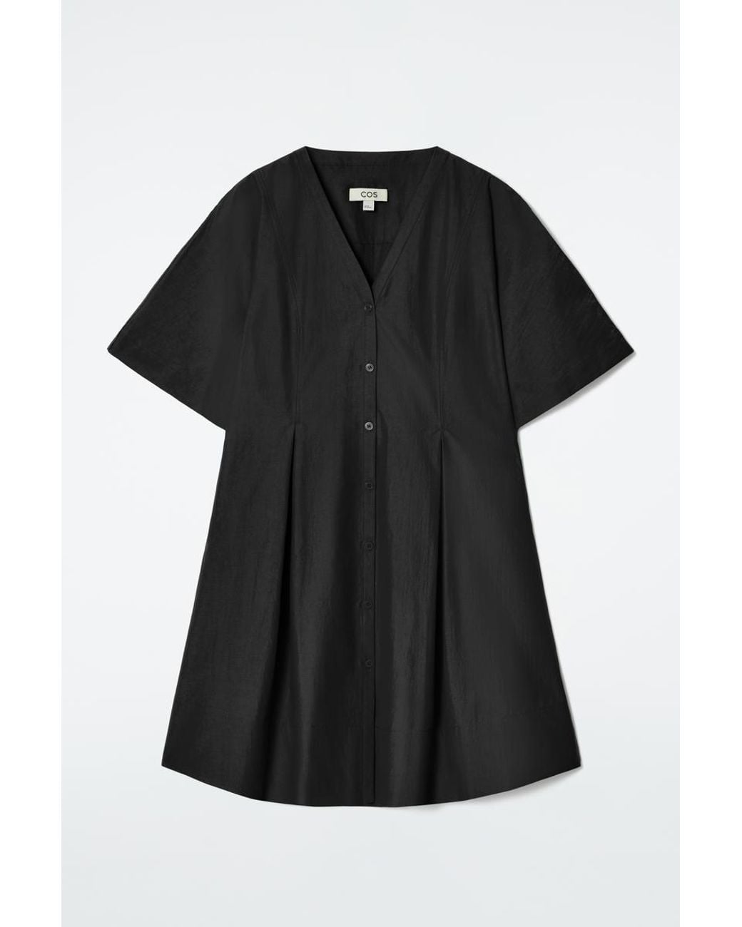 cos black pleated dress PLEATED BELTED MIDI DRESS - BLACK