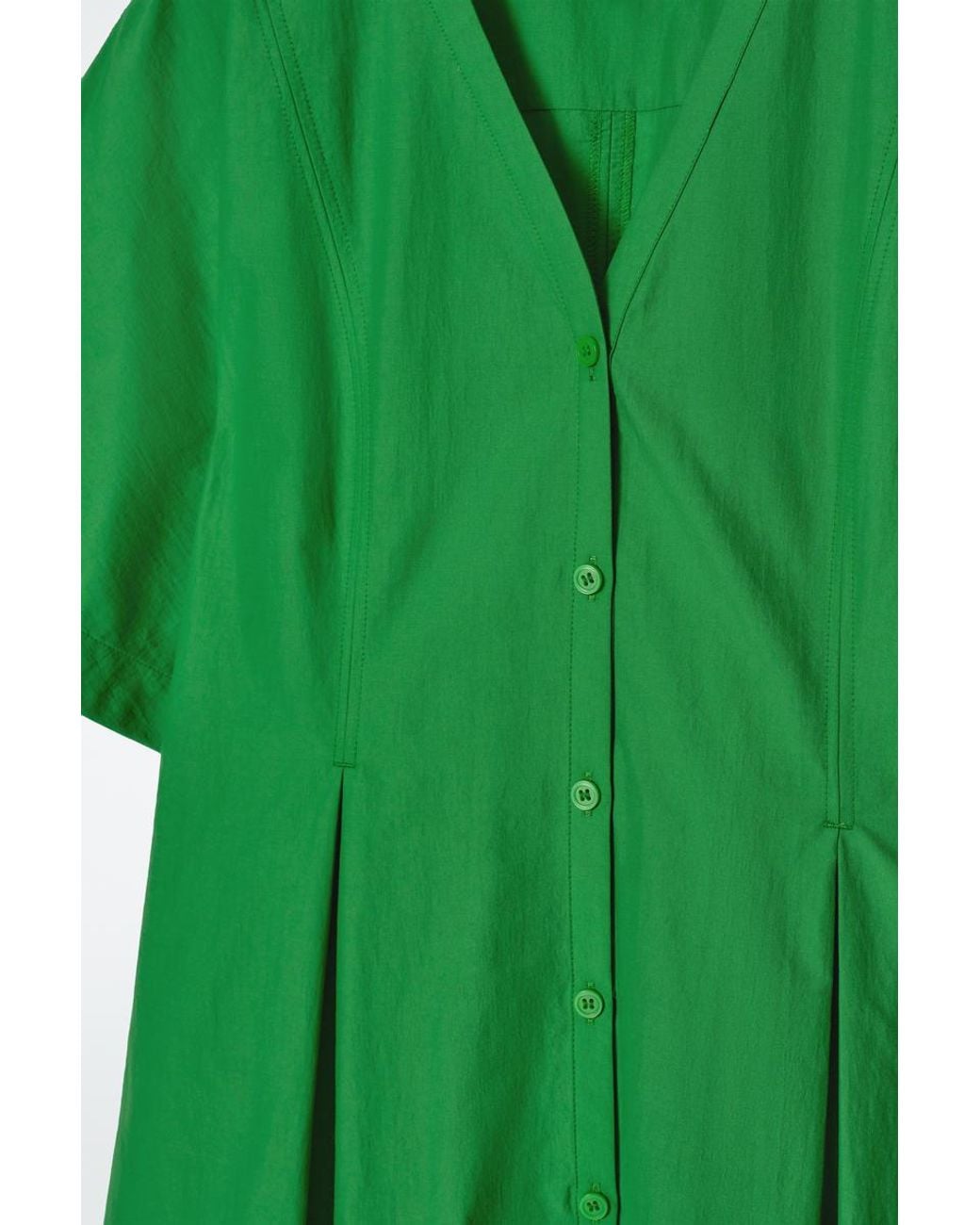 COS Green Pleated A-line Mini Dress