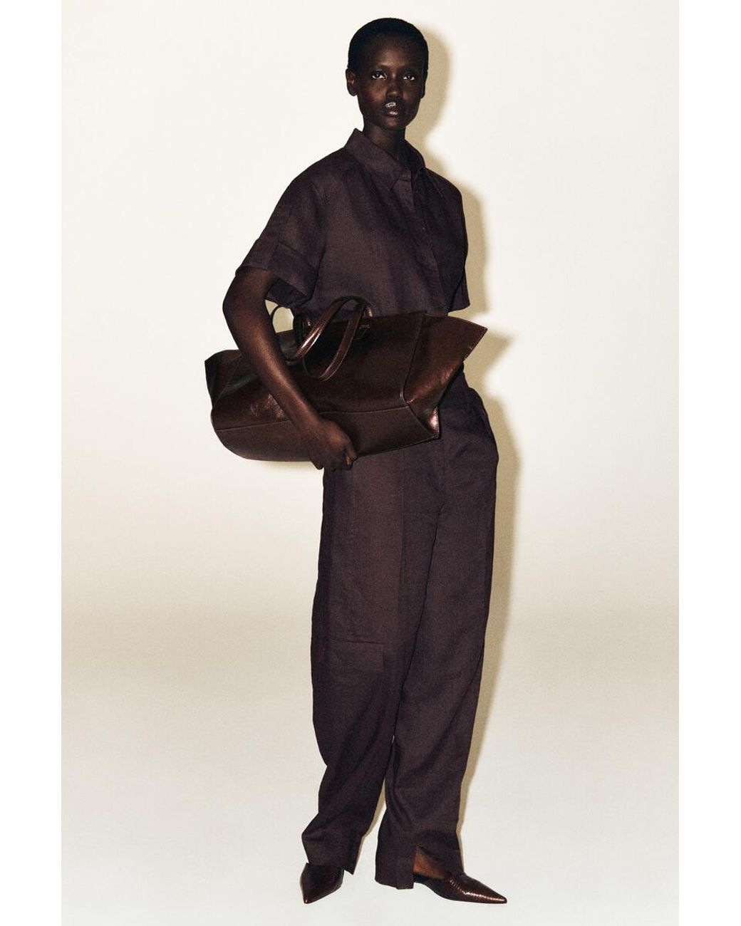 COS Red Belted Linen Barrel-Leg Pants