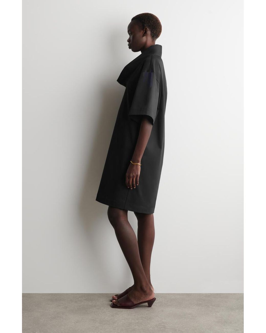 COS Black Mock-Neck Cocoon Mini Dress