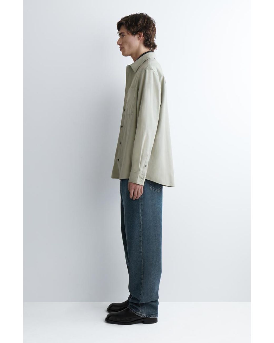 COS Natural Relaxed Brushed Cotton-Blend Shirt for men
