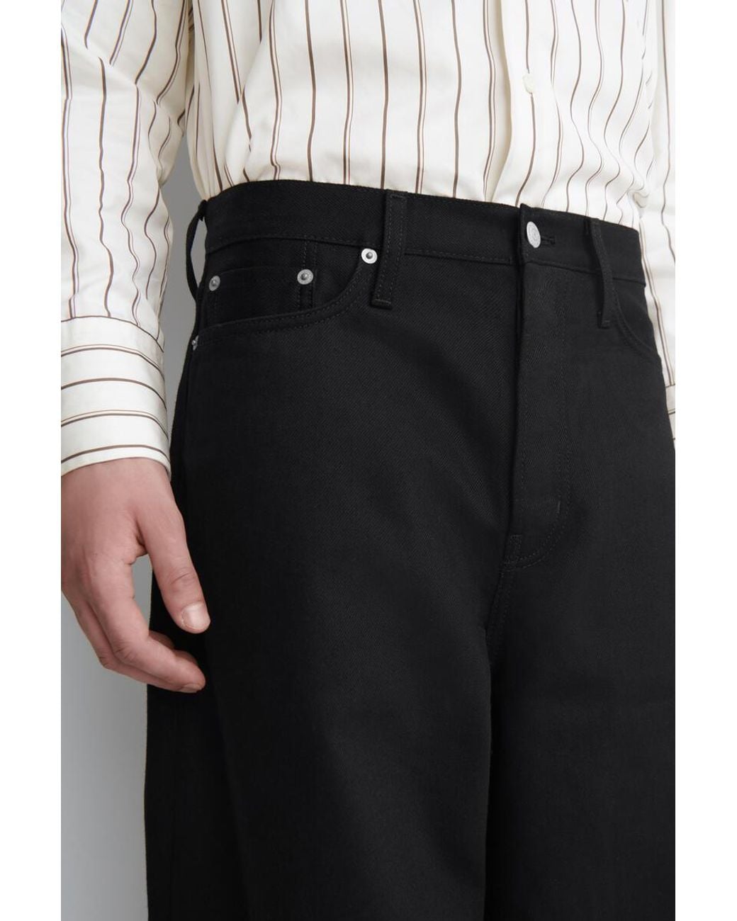 COS Black Mallow Relaxed-Fit Barrel-Leg Jeans for men