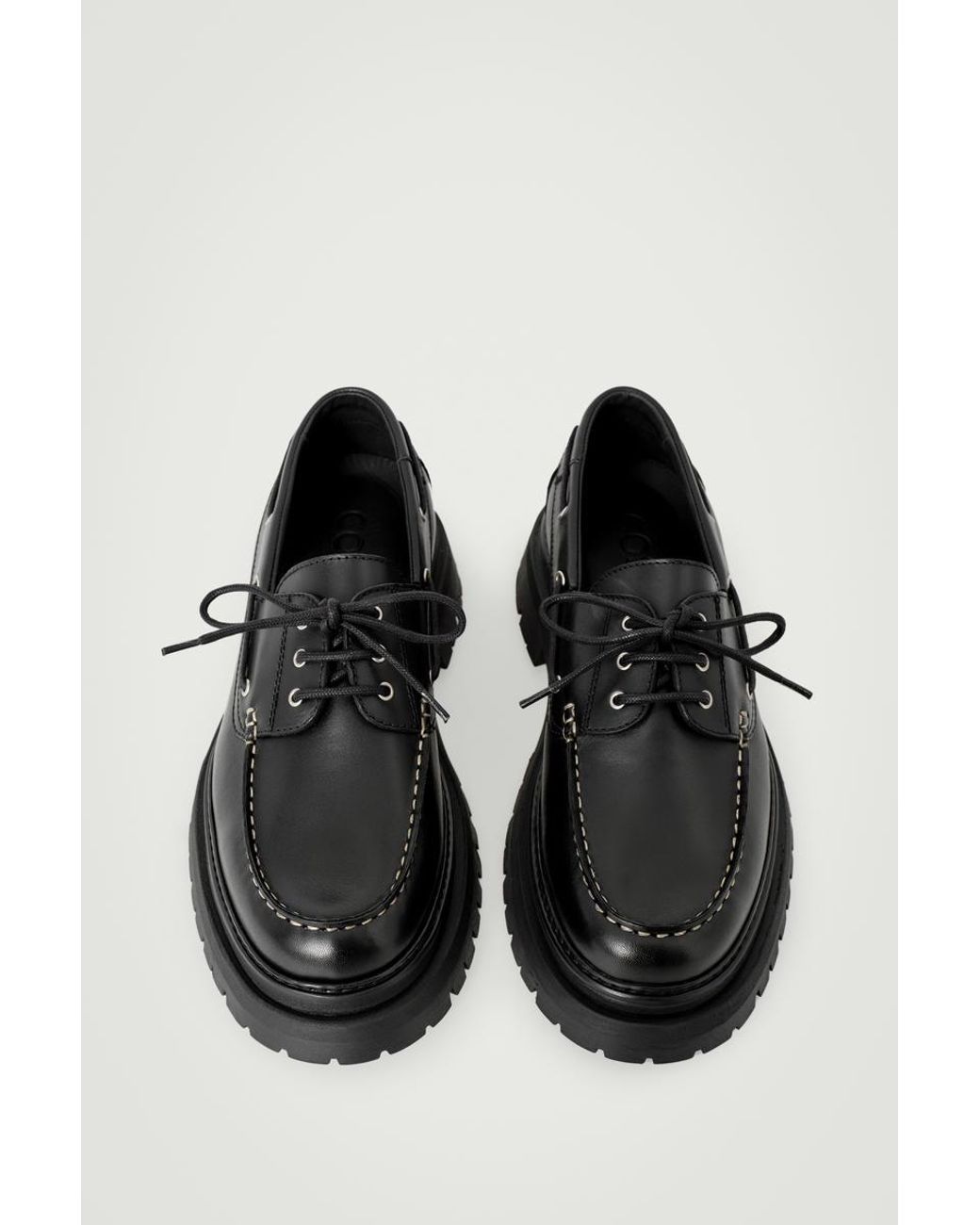 COS CHUNKY LEATHER BOAT SHOES 厚底デッキシューズ COS Chunky Leather Boat Shoes in Black for Men | Lyst