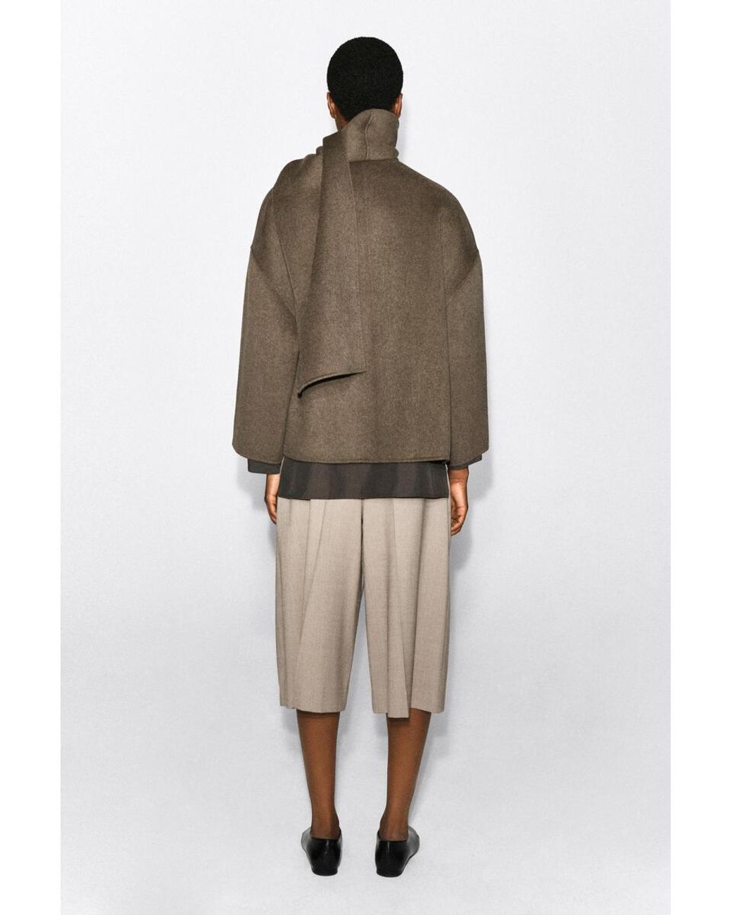 COS Brown Double-Faced Wool-Blend Scarf Jacket