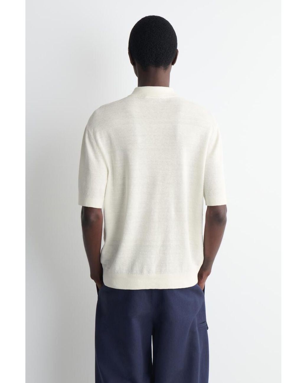 COS White Textured Knitted Linen Shirt for men