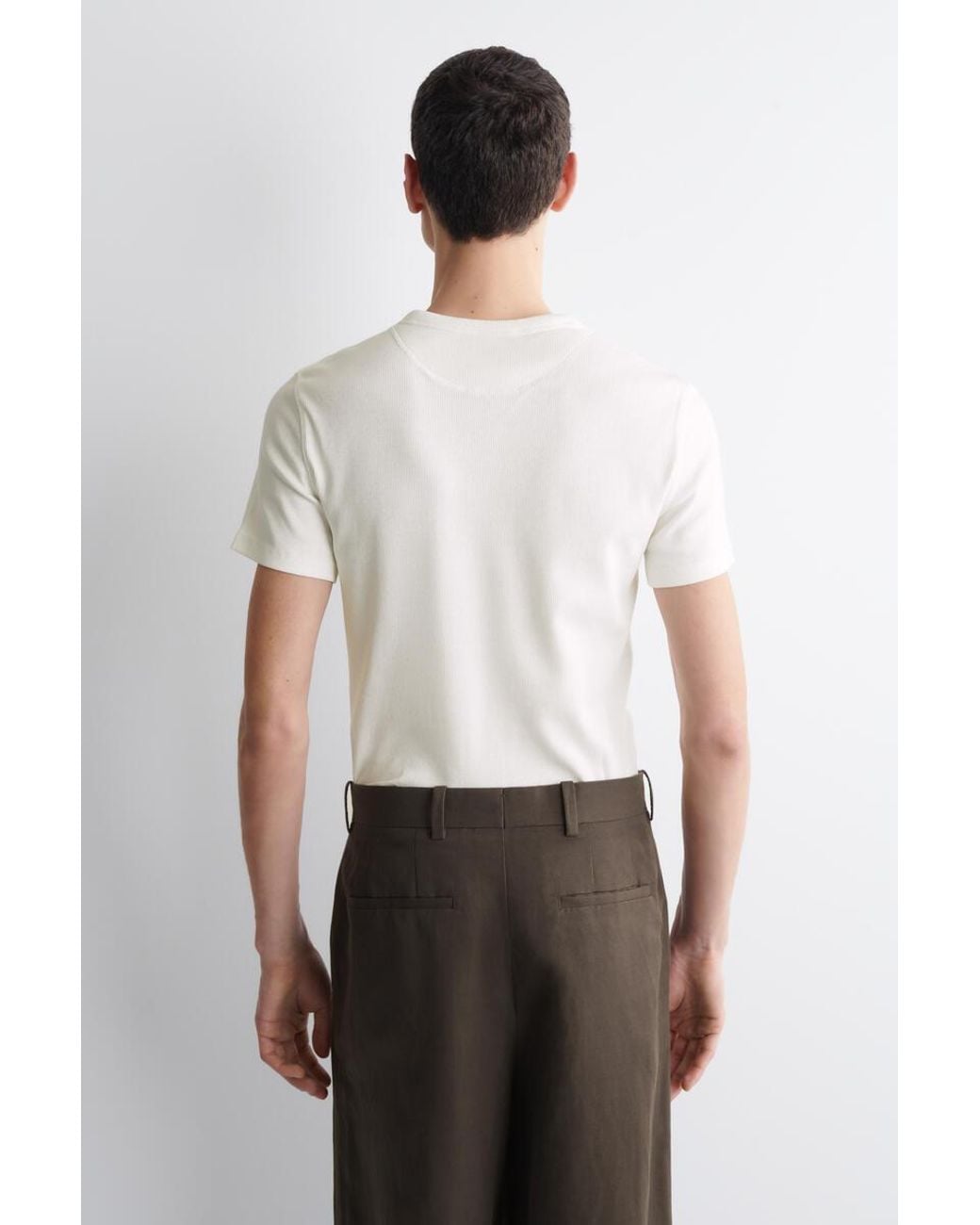 COS White Slim-fit Ribbed Henley T-shirt for men