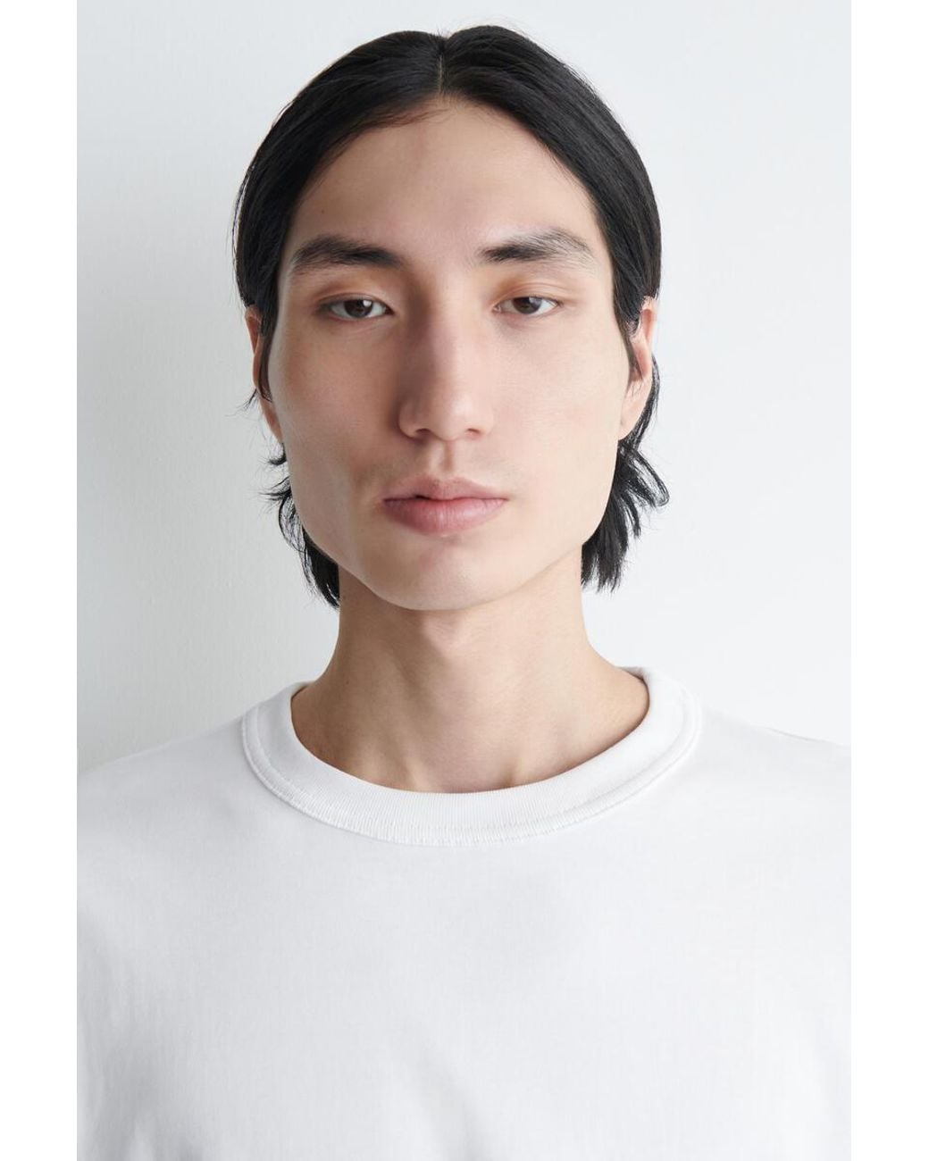 COS White Relaxed Jersey Interlock Long-sleeved T-shirt for men