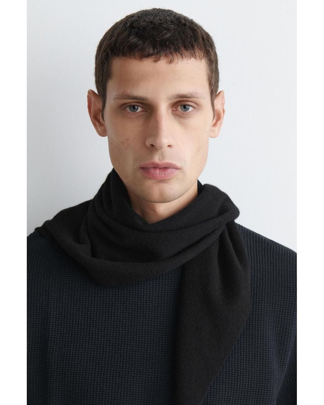 COS Black Pure Cashmere Triangle Scarf for men