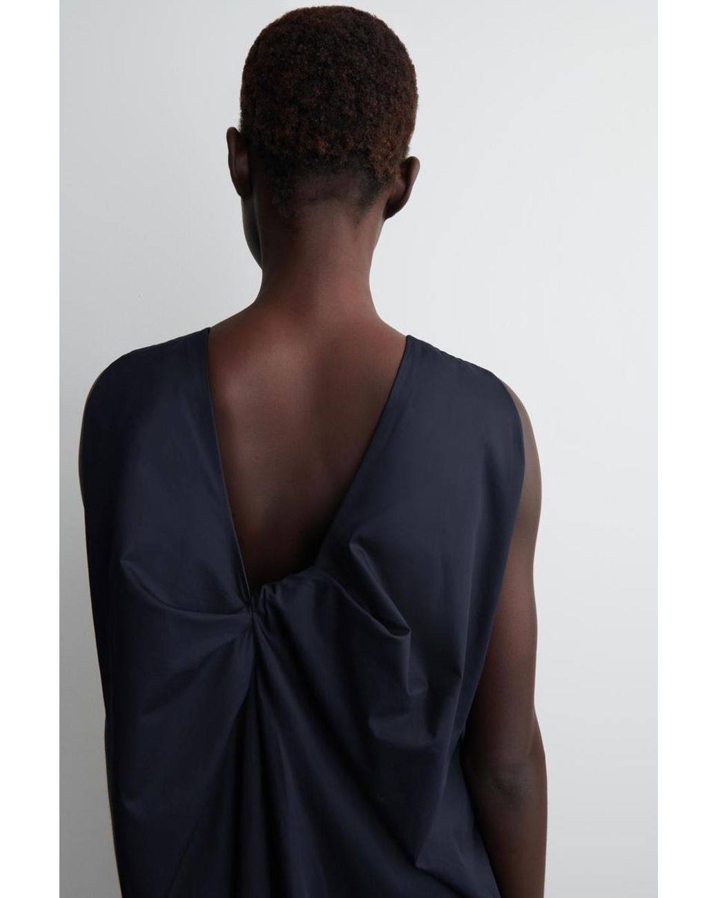 COS Twist-Back Cotton Midi Dress in Blue | Lyst UK
