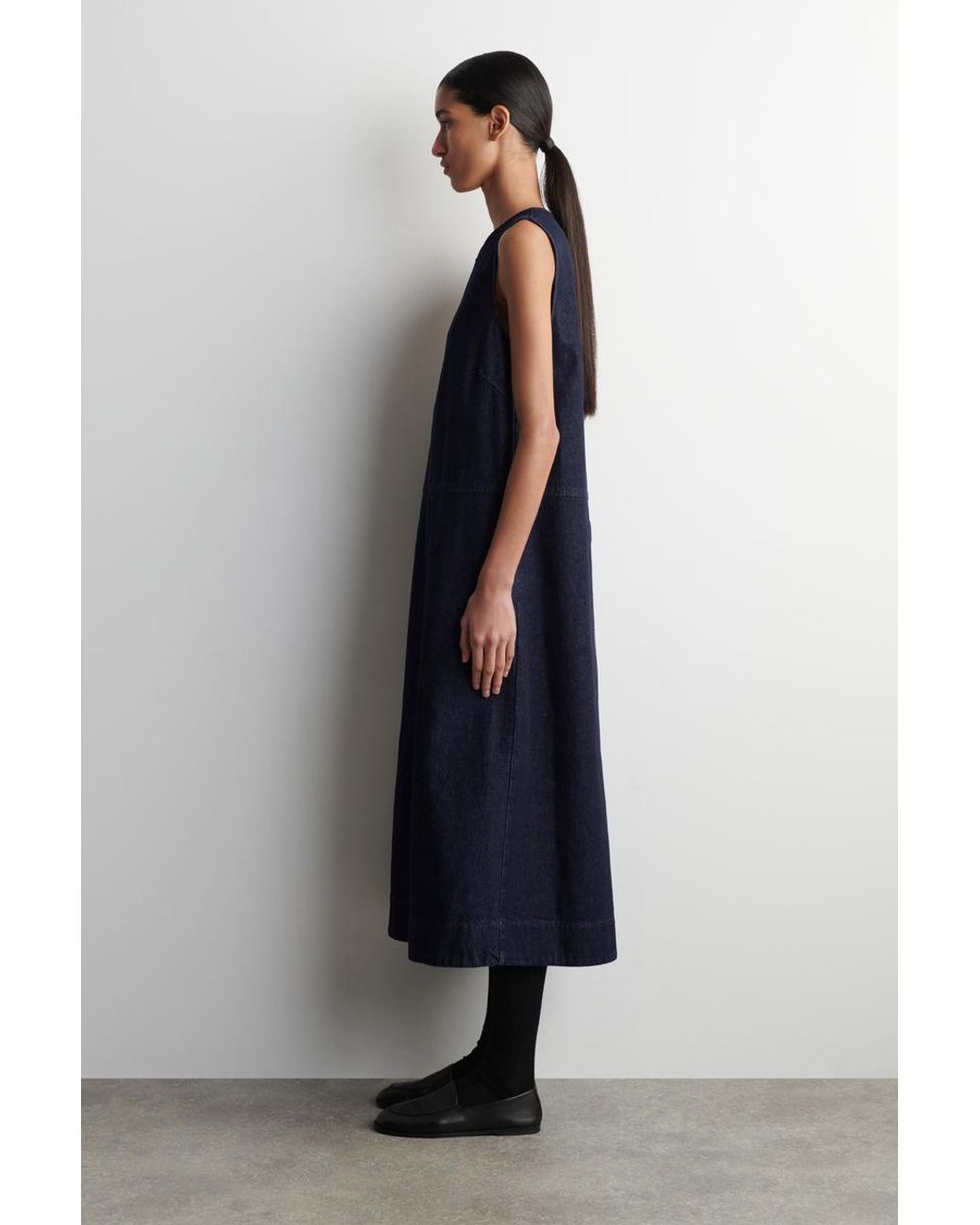 COS Blue A-Line Denim Midi Dress
