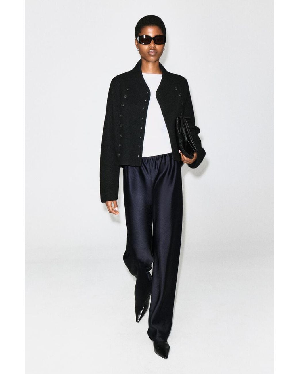 COS Blue Satin Wide-Leg Trousers