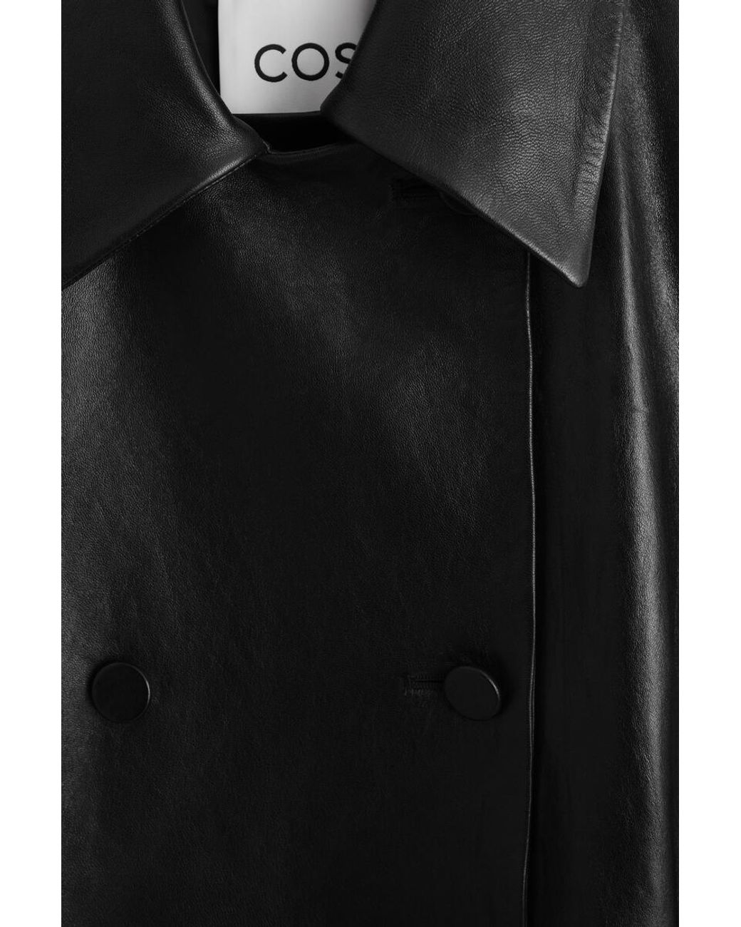 COS Black Oversized Belted Leather Long Coat