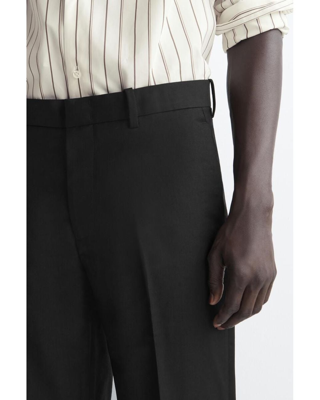 COS Black Wool Regular-Fit Straight-Leg Trousers for men