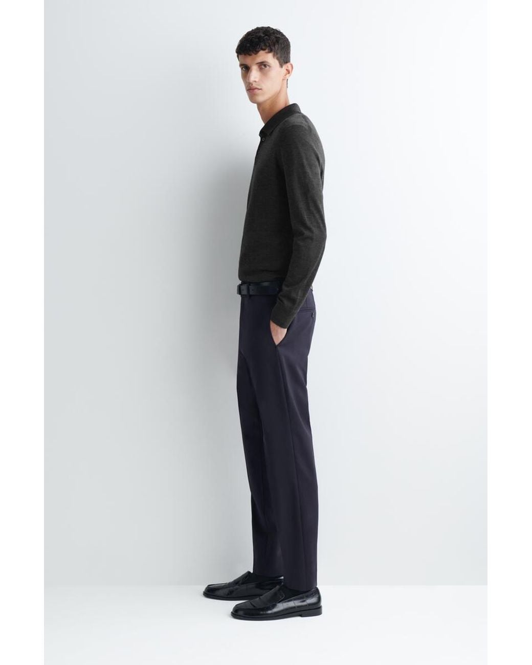 COS Blue Wool Slim-Fit Straight-Leg Trousers for men