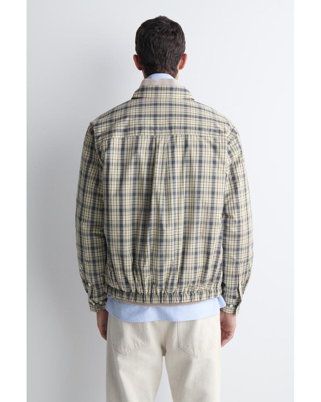 COS White Padded Checked Cotton Overshirt for men