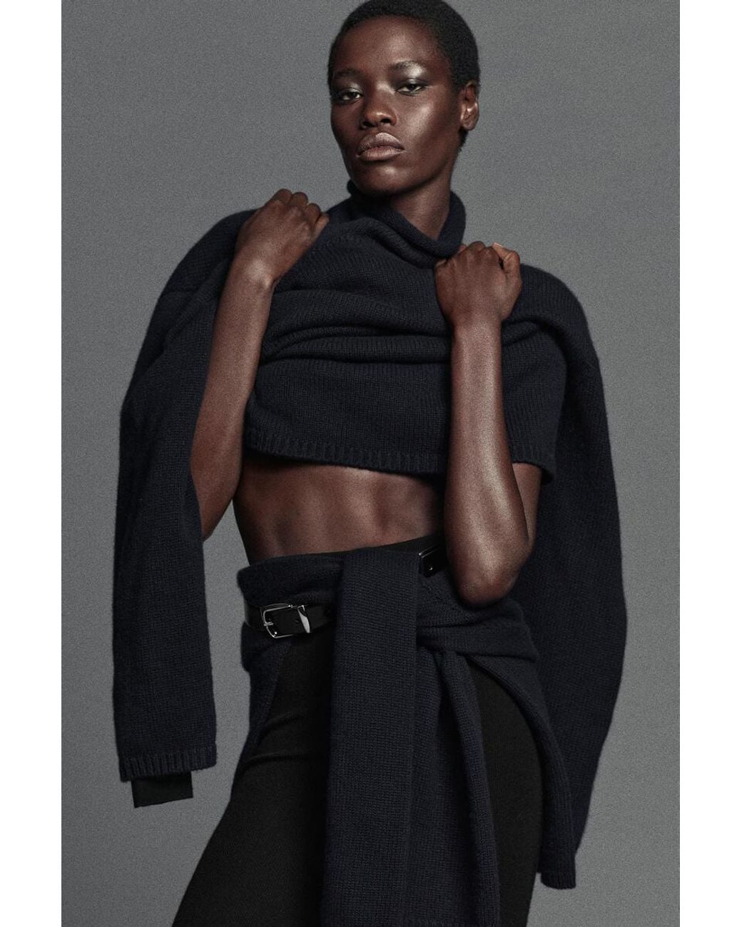 COS Black Seamless Merino Wool Leggings