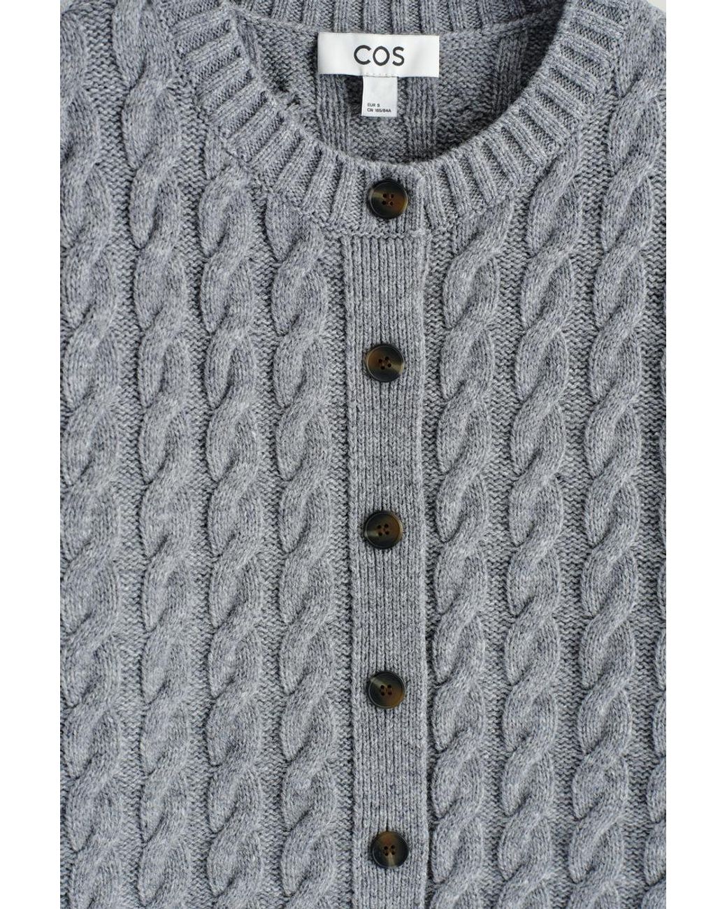 COS Blue Cable-Knit Merino Wool Cardigan
