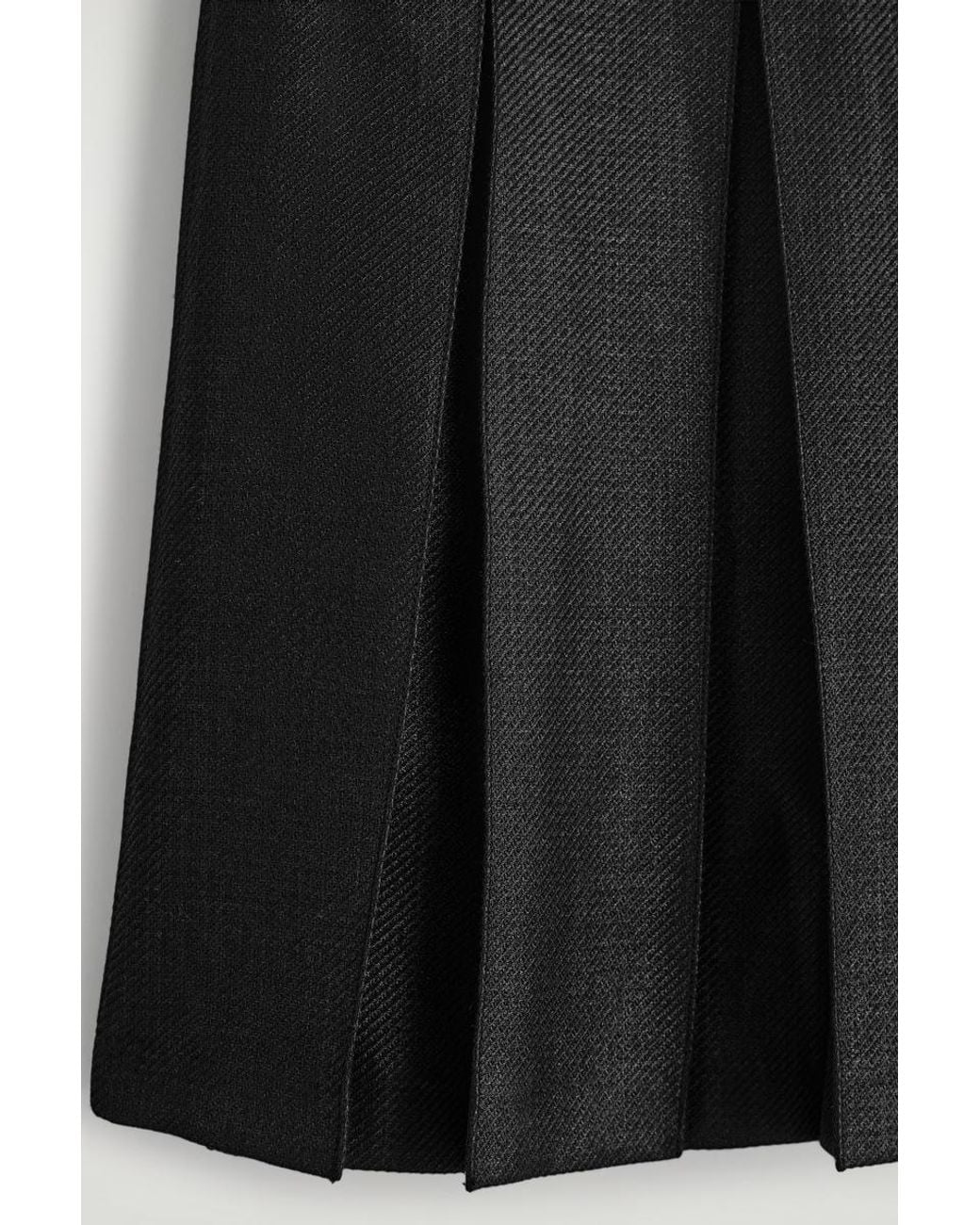 COS Black Pleated Wool-Blend Skirt