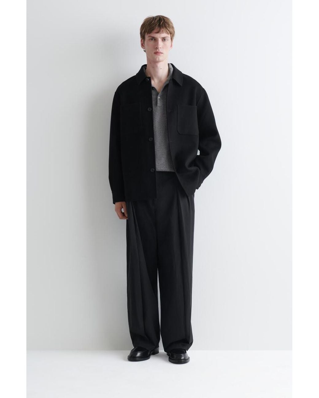 COS Black Double-Faced Wool Overshirt for men