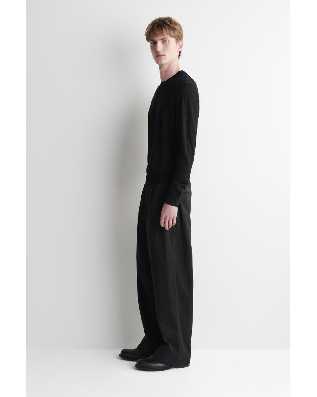 COS Black Slim Merino Wool Crew-Neck Jumper for men