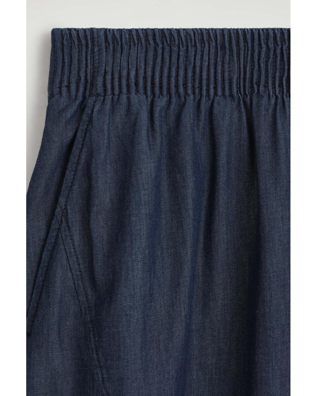 COS Blue Elasticated Barrel-Leg Denim Trousers