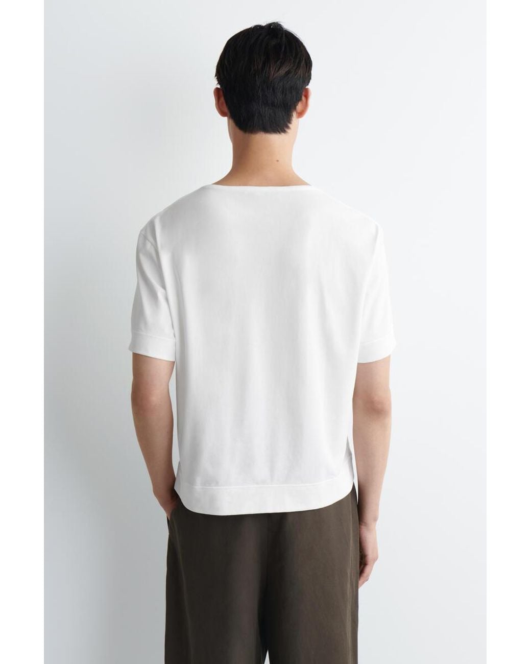 COS White Boat-Neck Cotton T-Shirt for men