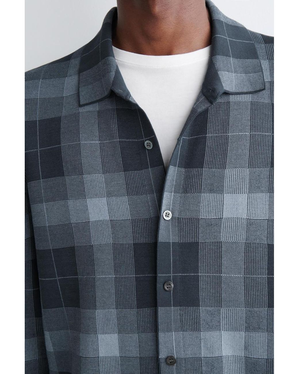 COS Blue Relaxed Knitted Cotton Shirt for men