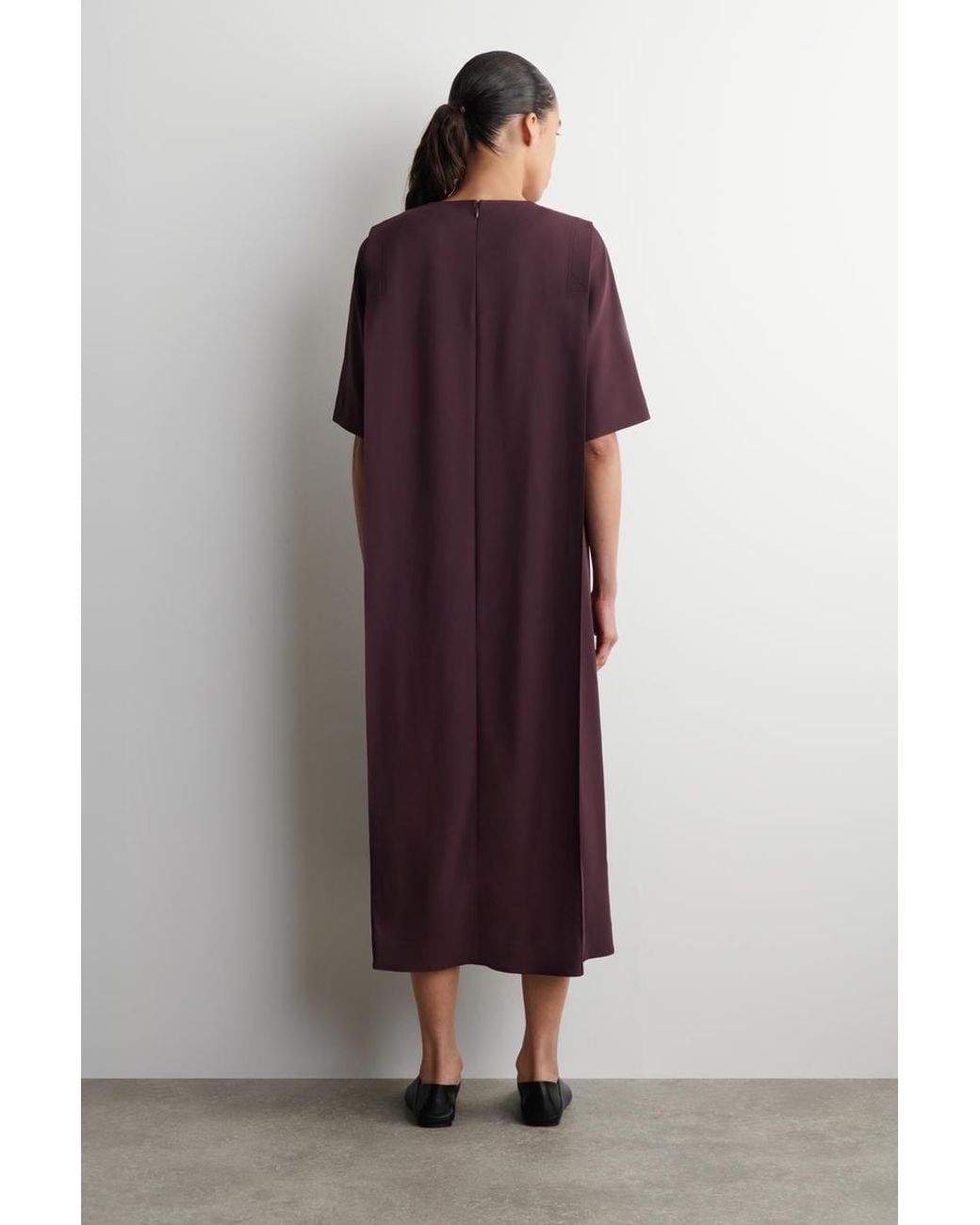 COS Purple Layered Straight-Cut Midi Dress