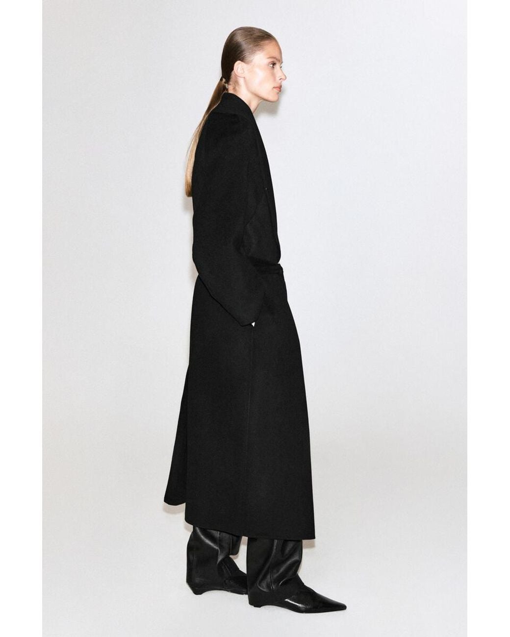 COS Black Double-Faced Wool Shawl-Collar Coat
