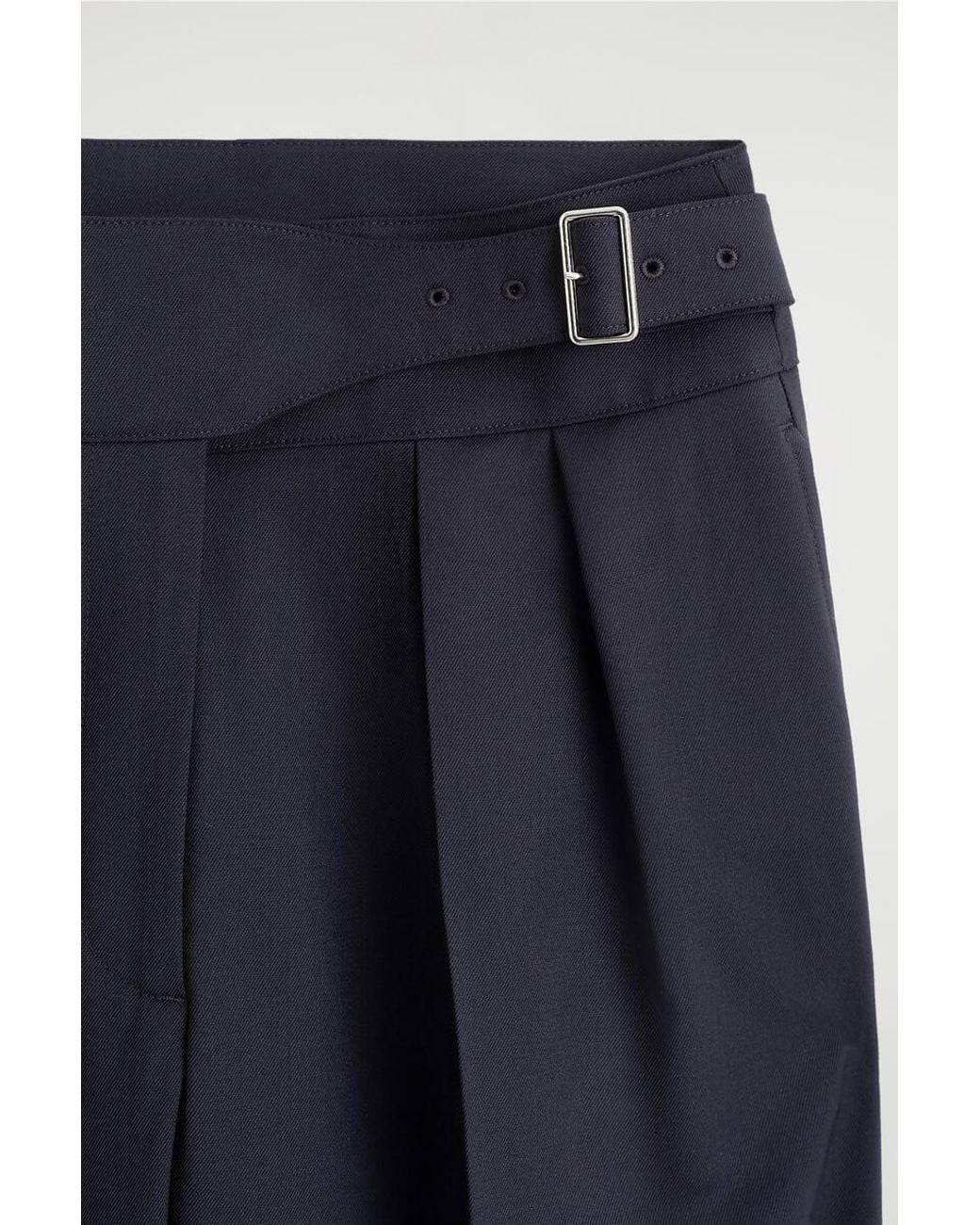COS Blue Cummerbund-Waist Barrel-Leg Pants