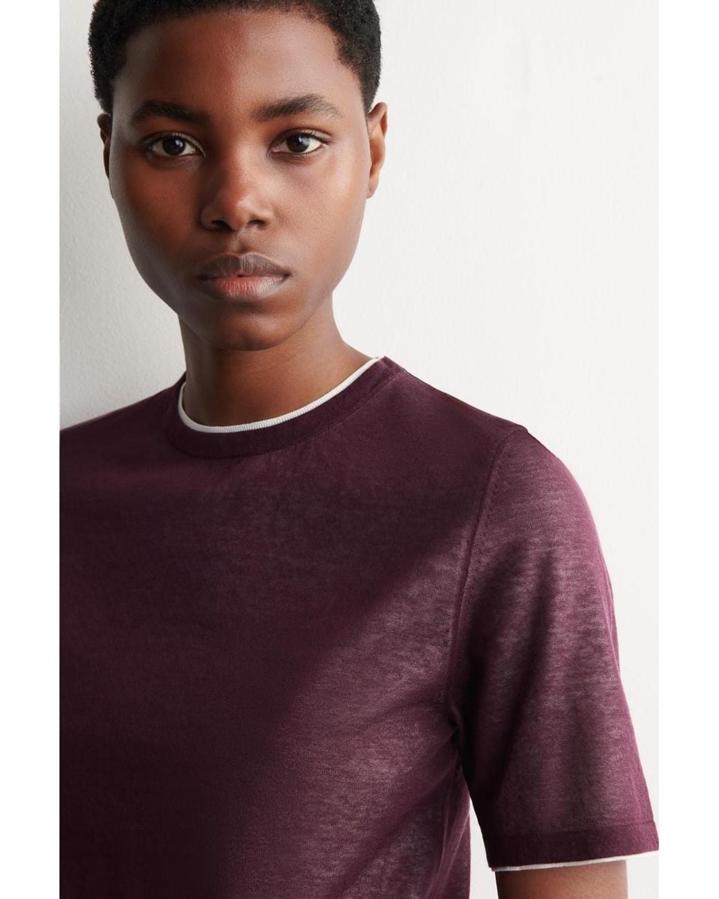 COS Purple Layered Knitted T-Shirt
