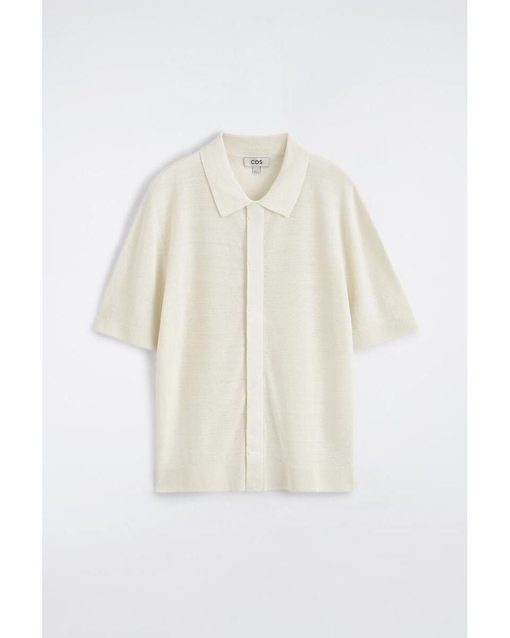 COS White Textured Knitted Linen Shirt for men