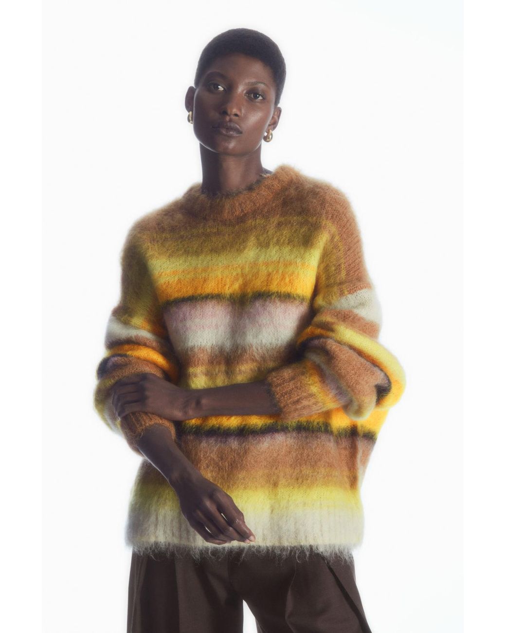 COS Mohair Crew-neck Sweater in Yellow | Lyst