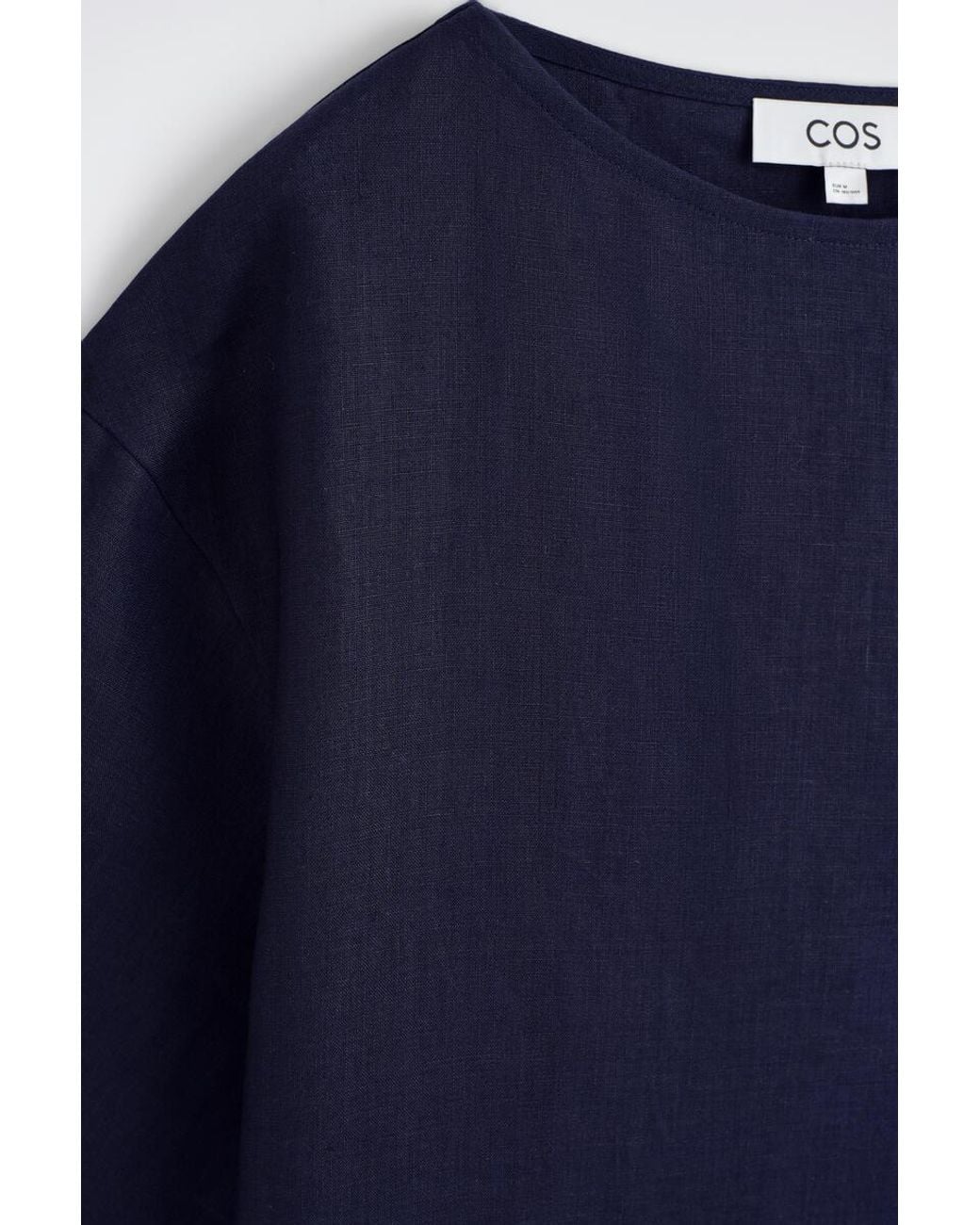 COS Blue Boat-Neck Linen T-Shirt for men