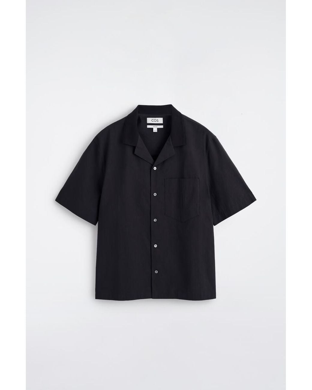 COS Blue Camp-Collar Cotton Shirt for men