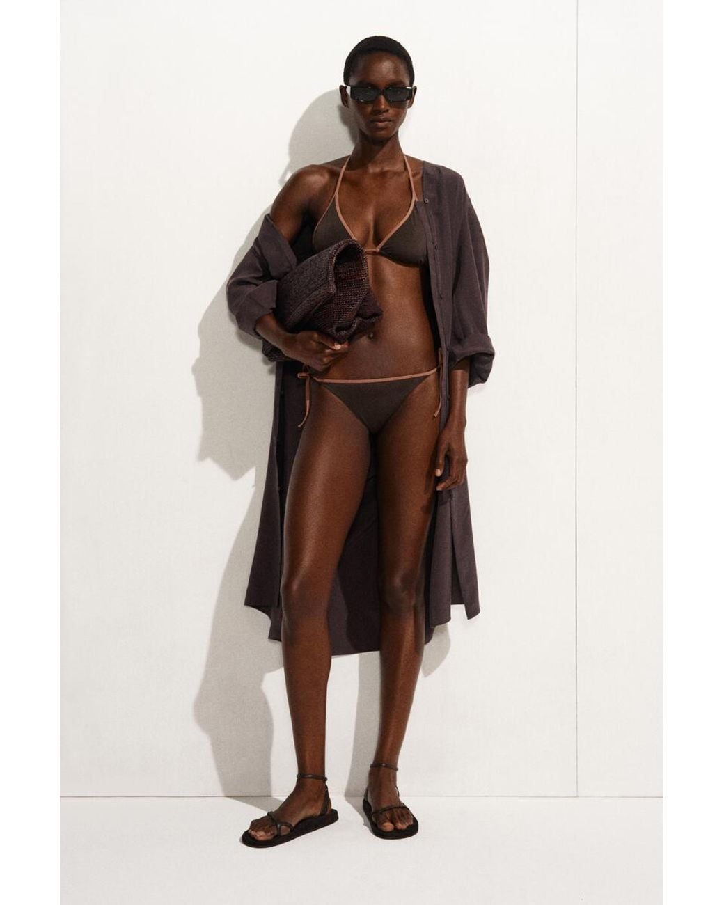 COS Purple Gathered Silk Midi Dress