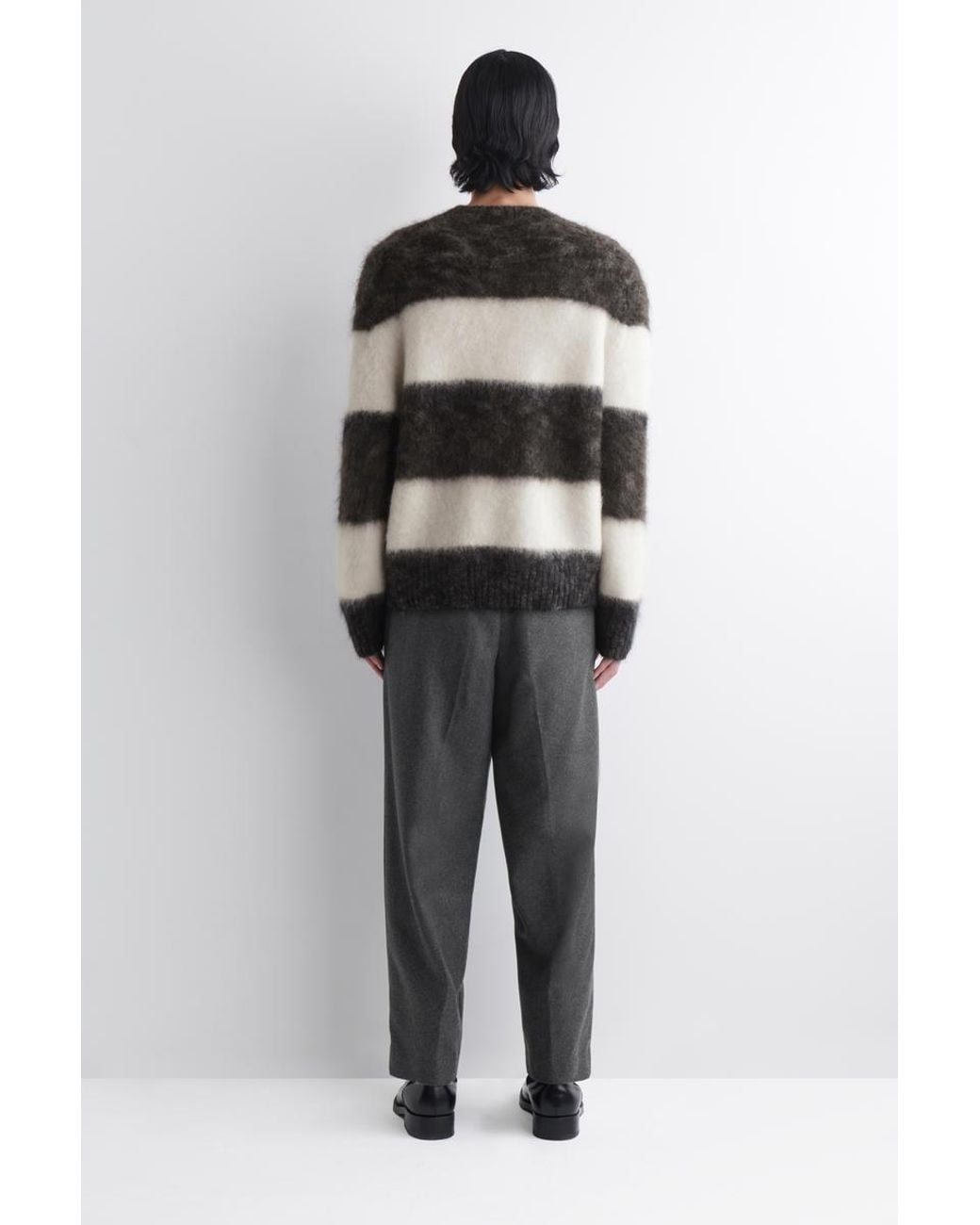 COS Gray Pleated Wool Relaxed-Fit Straight-Leg Trousers for men