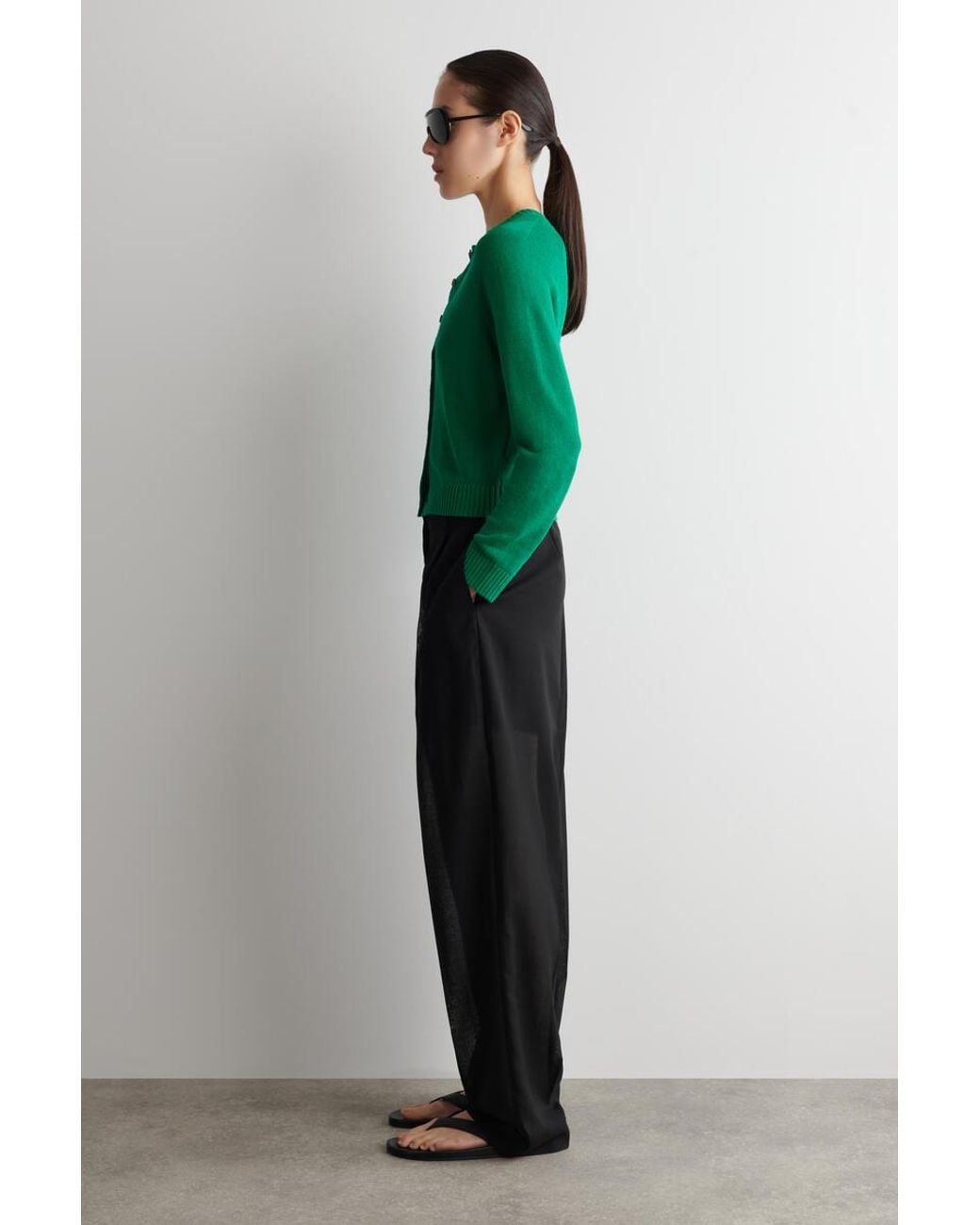 COS Green Knitted Linen Cardigan