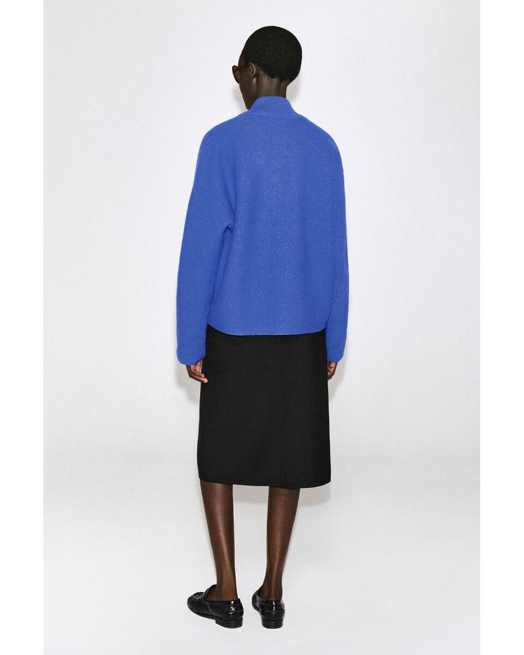 COS Blue Layered-Collar Boiled Wool Sweater