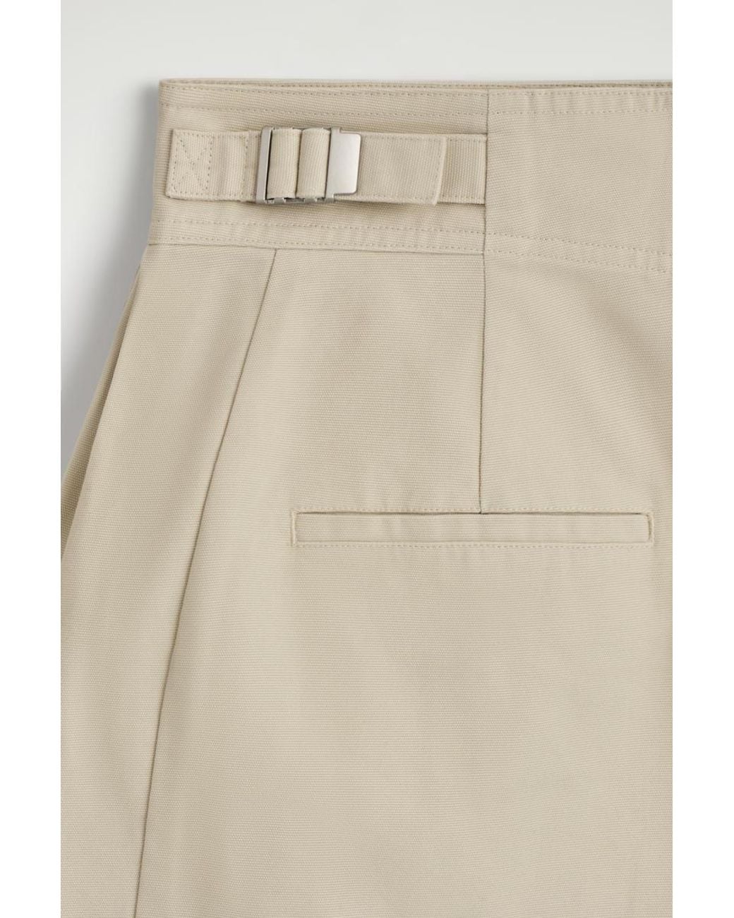 COS Natural Pleated Buckle-Detail Mini Skirt
