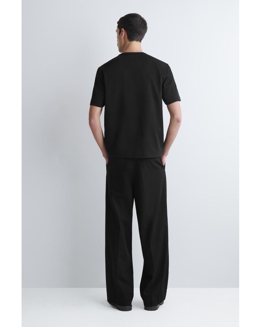 COS Black Interlock Cotton Crew-Neck T-Shirt for men