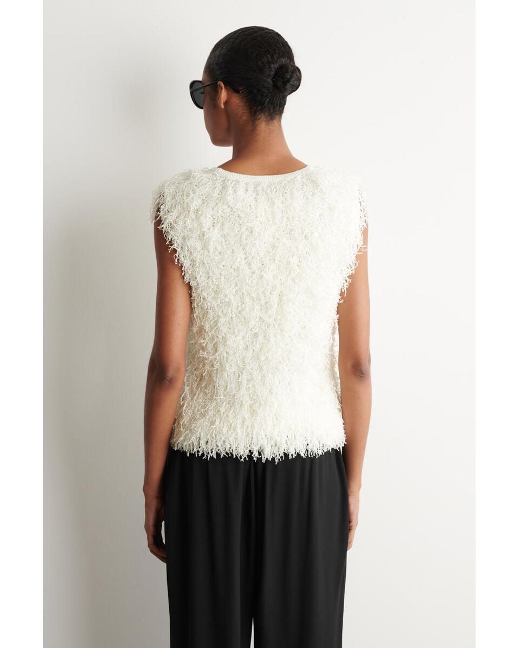 COS Natural Fringed Knitted Top