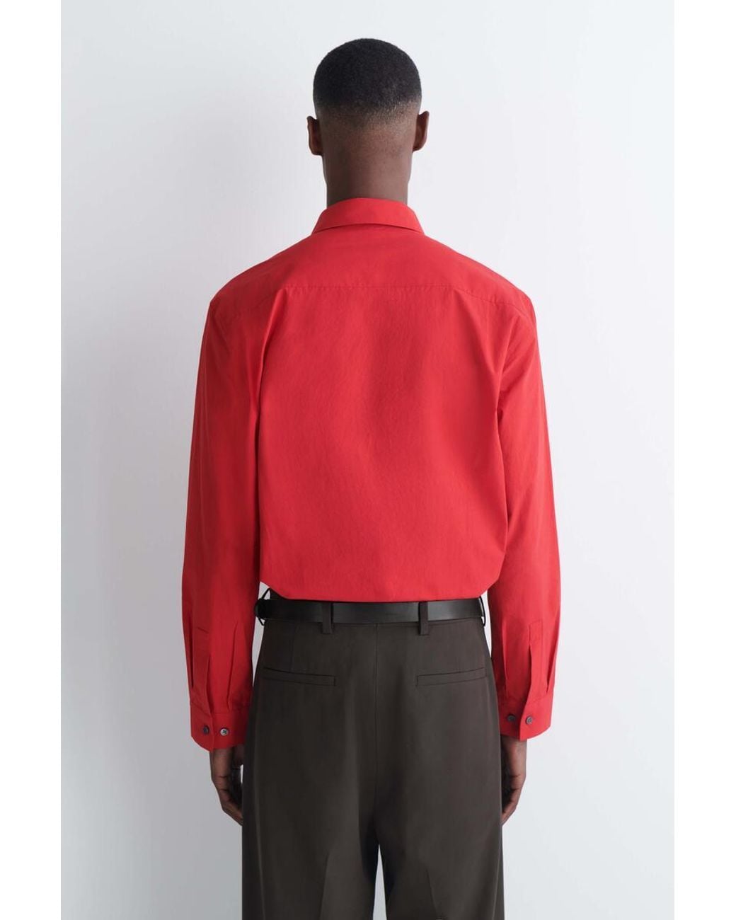 COS Red Relaxed Pima Cotton-Poplin Shirt for men