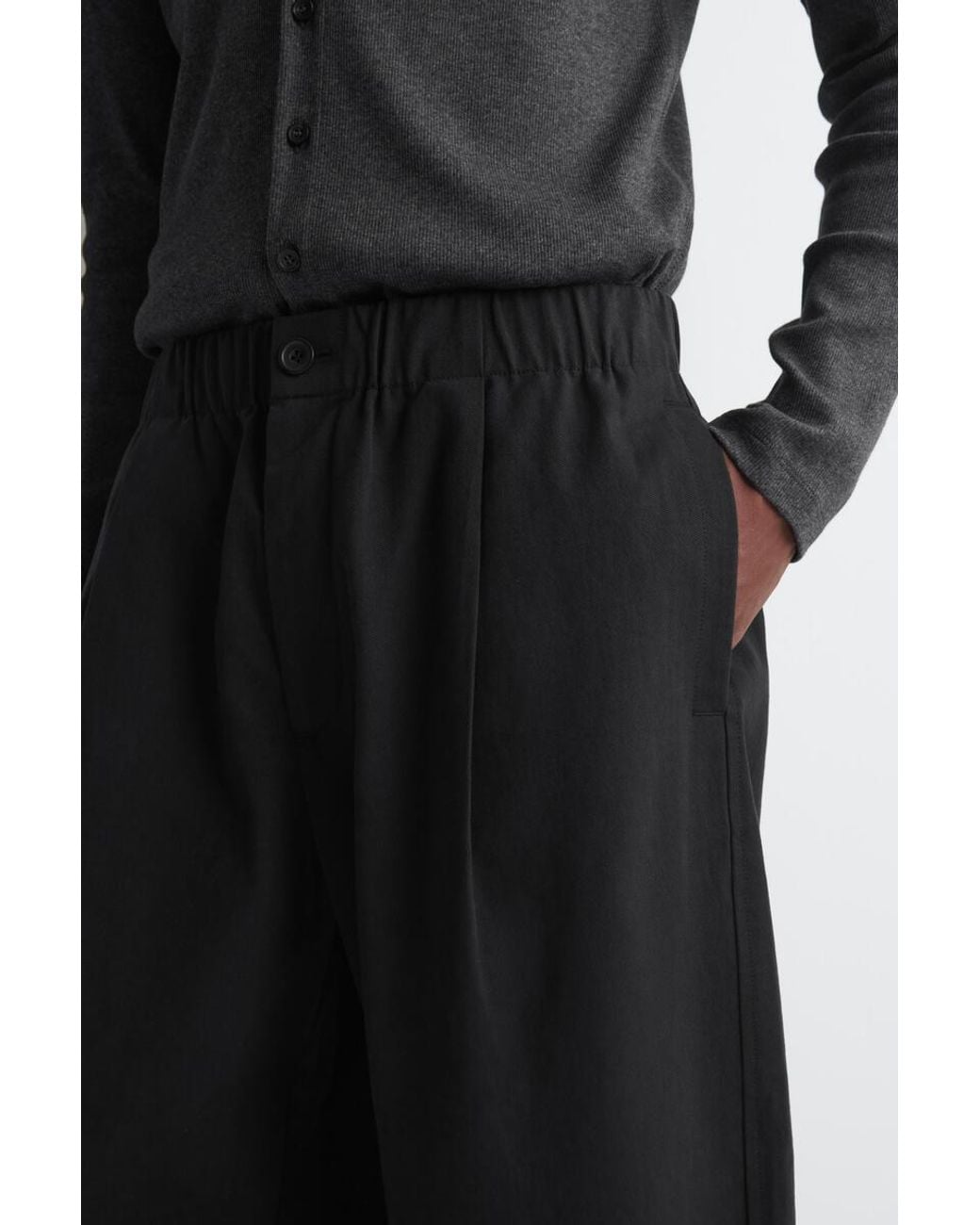 COS Black Pleated Relaxed-Fit Barrel-Leg Pants for men