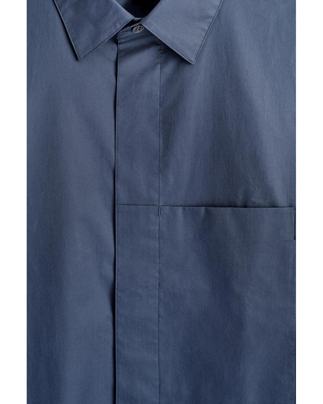COS Blue Slim Pocket-Detail Cotton-Poplin Shirt for men