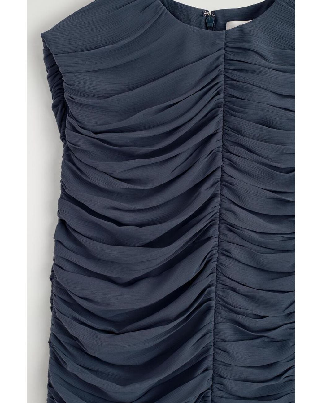 COS Blue Gathered Panelled Dress