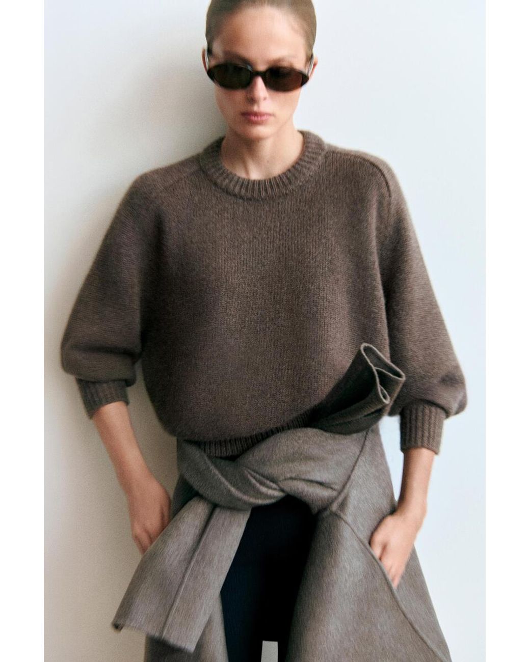 COS Brown Rounded Pure Cashmere Crew-Neck Jumper