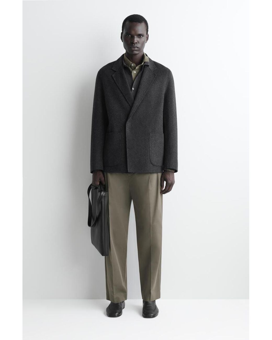 COS Black Unstructured Double-Faced Wool-Blend Blazer for men